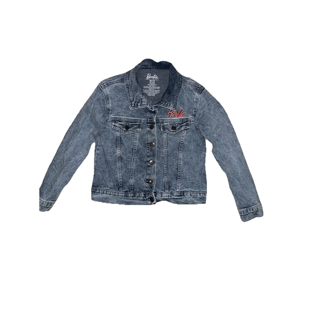 Barbie Denim Jacket Girls M 7-8 Blue Acid Wash Girl Revolution Graphic Trucker